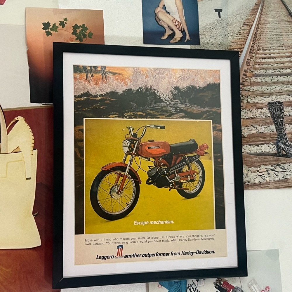 Harley-Davidson Orange and Black Motorcycle Art Poster